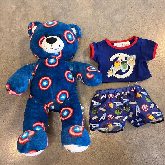 Build A Bear Avengers Marvel Captain America blue red bear outfit plush stuffed - Picture 5 of 7